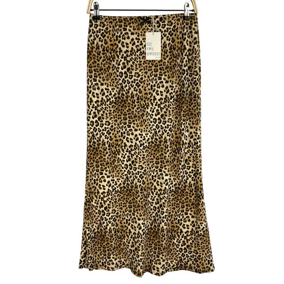 See You Monday Y2K Leopard Maxi Skirt L XL Tan Animal Print Mobwife Pull On NWT - Picture 1 of 5